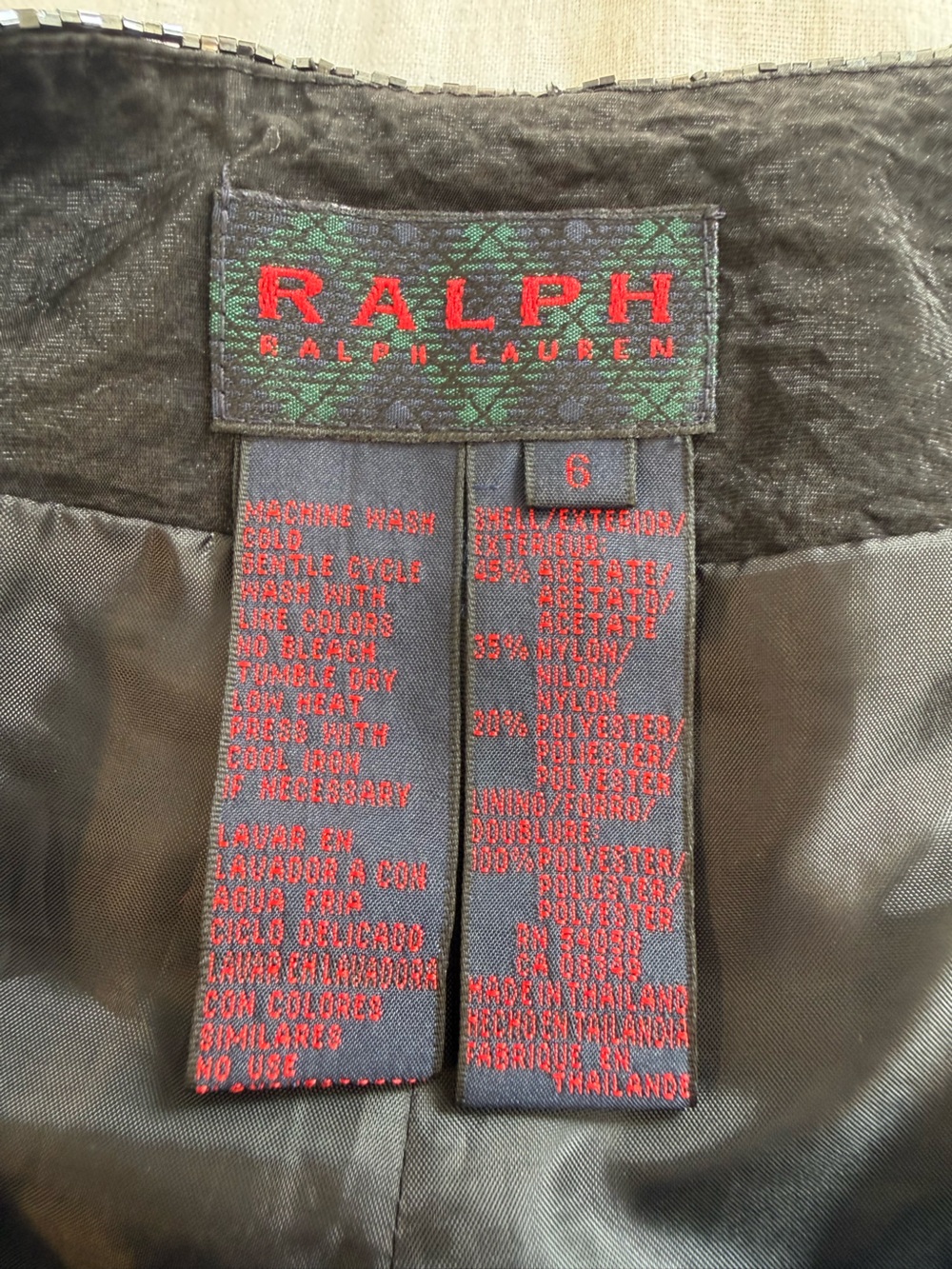 Vintage Ralph by Ralph Lauren Black Maxi Skirt Long Line Beaded Waist - Picture 12 of 16